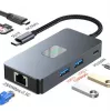 TB adaptera centrs USB-C (7-in-1) HDMI USB SD/tf RJ45 (2500 Mbps) PD