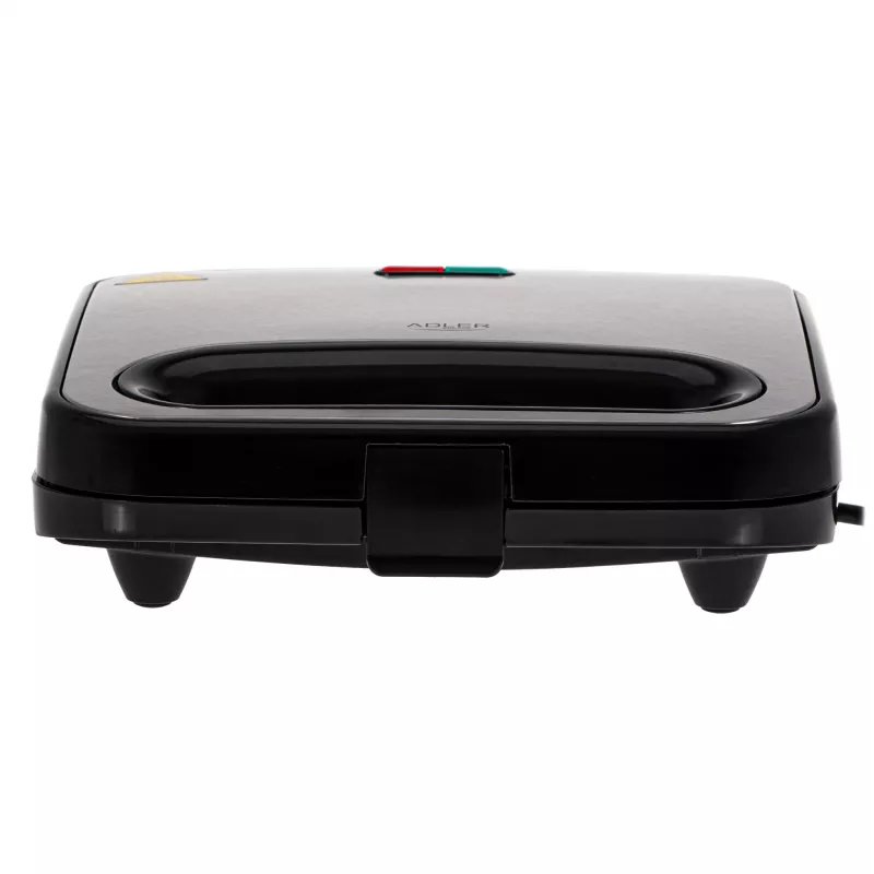 Sendviču automāts Adler AD 3076 — 1000 W kompakts galda sendviču preses, melns/sudrabains