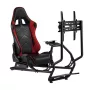 NanoRS RS160 spēļu krēsls, sacīkšu simulatora statīvs 3-in-1, PC, konsolēm, spēlētājiem, sintētiskās ādas pārklājums, stūres statīvs, TV kronšteins līdz 50 inch, maks. VESA 400x400