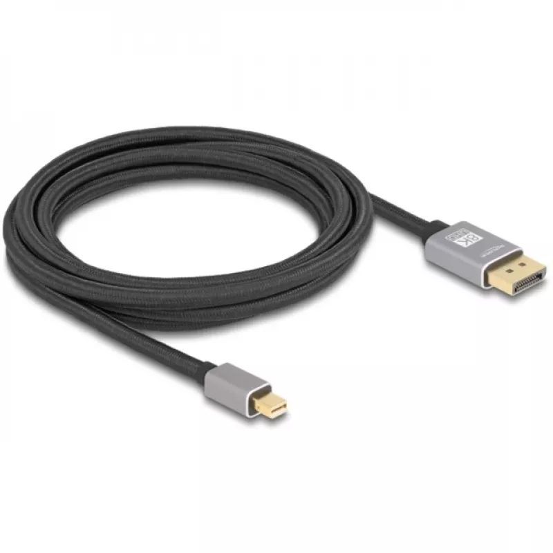 Delock - DisplayPort kabelis - Mini DisplayPort (vīrišķais) uz DisplayPort (vīrišķais) - DisplayPort 1.4 - 3,0 m - Atbalsta 8K 60 Hz - Melns, Pelēks (81093)