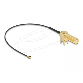 DeLOCK Antenas kabelis SMA 90° PCB ligzda caurlaides koaksiālais kabelis 0,15 m I-PEX MHF1 Melns Zelts