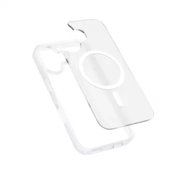 Crong hibrīda matēts magnētiskais MagSafe futrālis iPhone 17 — caurspīdīgi balts, PC+TPU