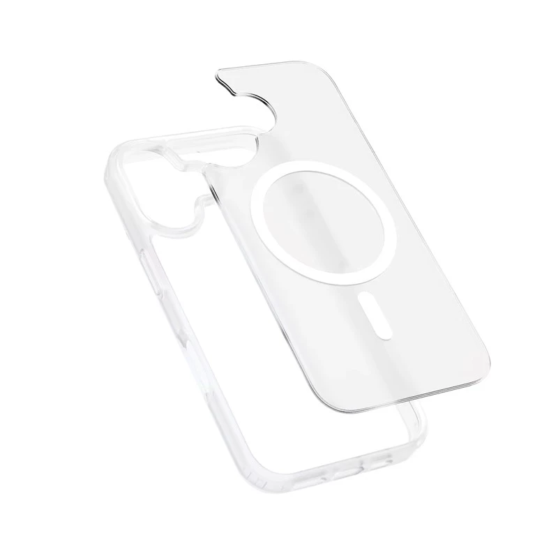 Crong hibrīda matēts magnētiskais MagSafe futrālis iPhone 17 — caurspīdīgi balts, PC+TPU