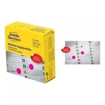 Uzlīmju uzlīmes Avery Zweckform ETYKIETY ZF 3850 apaļas 10 mm rozā