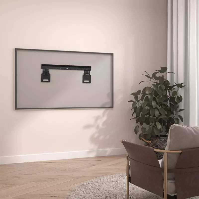 Maclean MC-481 Ultra plakans, plāns TV sienas stiprinājums 37-80 collu plakaniem un izliektiem televizoriem, līdz 75 kg, VESA 600x400 universāls TV stiprinājums