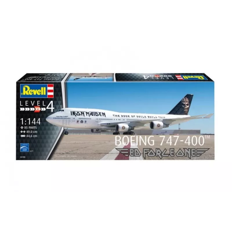 Revell 03780 Boeing 747-400 Iron Maiden Ed Force One 1:144 mēroga neapstrādāts/neapgleznots plastmasas modeļa komplekts