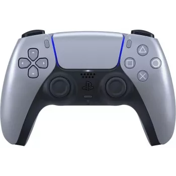 Bezvadu spēļu kontrolieris Sony DualSense priekš PlayStation 5 — iebūvēts litija jonu akumulators, žiroskops, haptiskā vibrācija, skaļrunis, 3,5 mm ligzda, sudraba krāsa