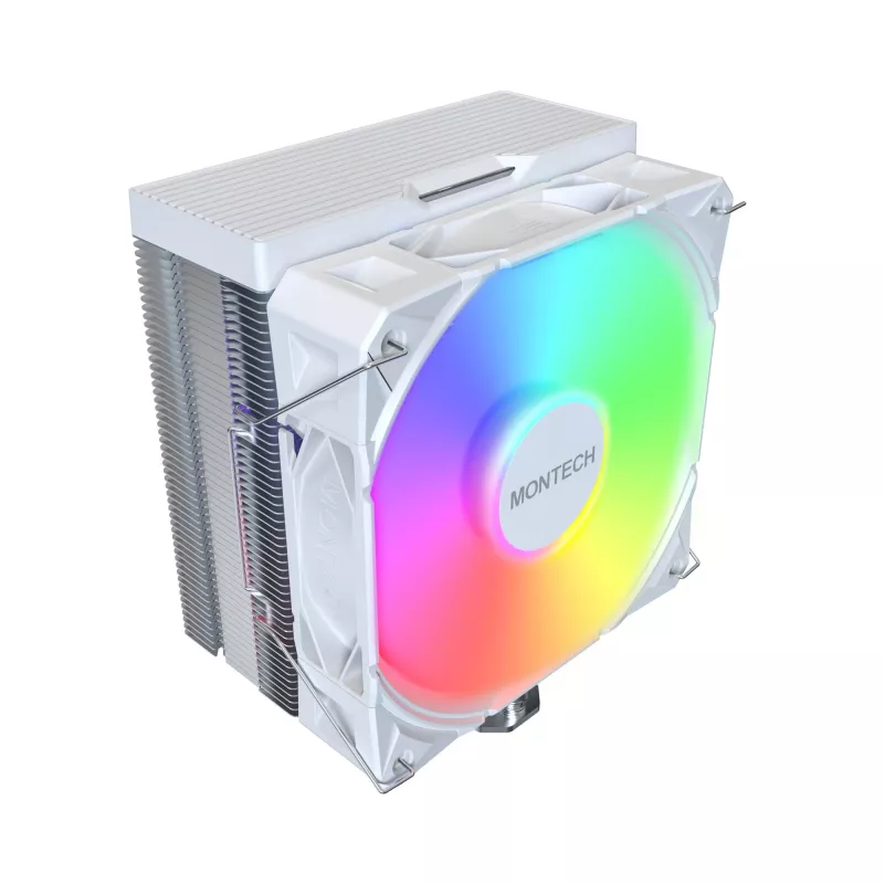 Gaisa dzesētājs Montech NX400 ARGB 120 mm balts — 270 W TDP, FDB, 156×74×120 mm
