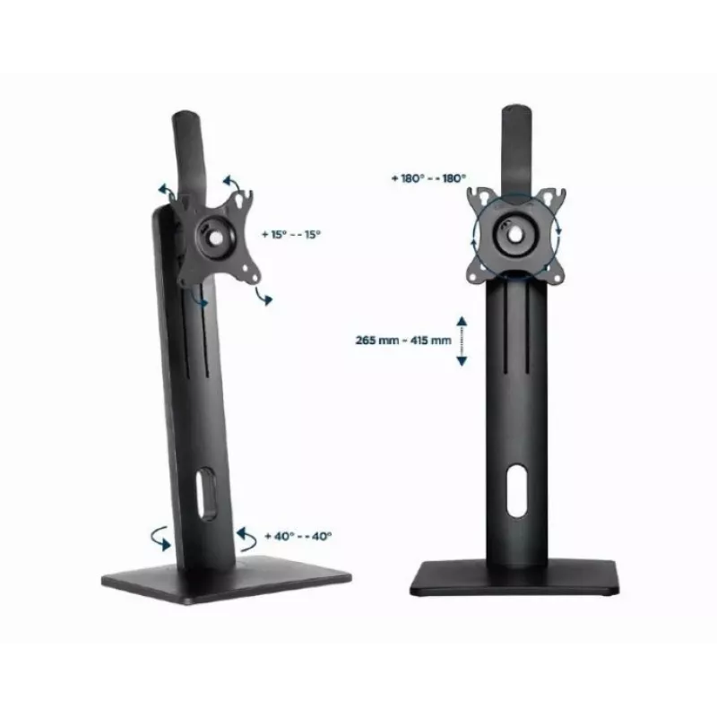 Gembird MS-D1-01 Monitora galda statīvs, regulējams augstums, melns