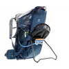 Bērnu pārnēsājamā mugursoma DEUTER Kid Comfort Active — zila, poliamīds, līdz 22 kg, saulessargs, kāju balsts, VariQuick, Lite Air