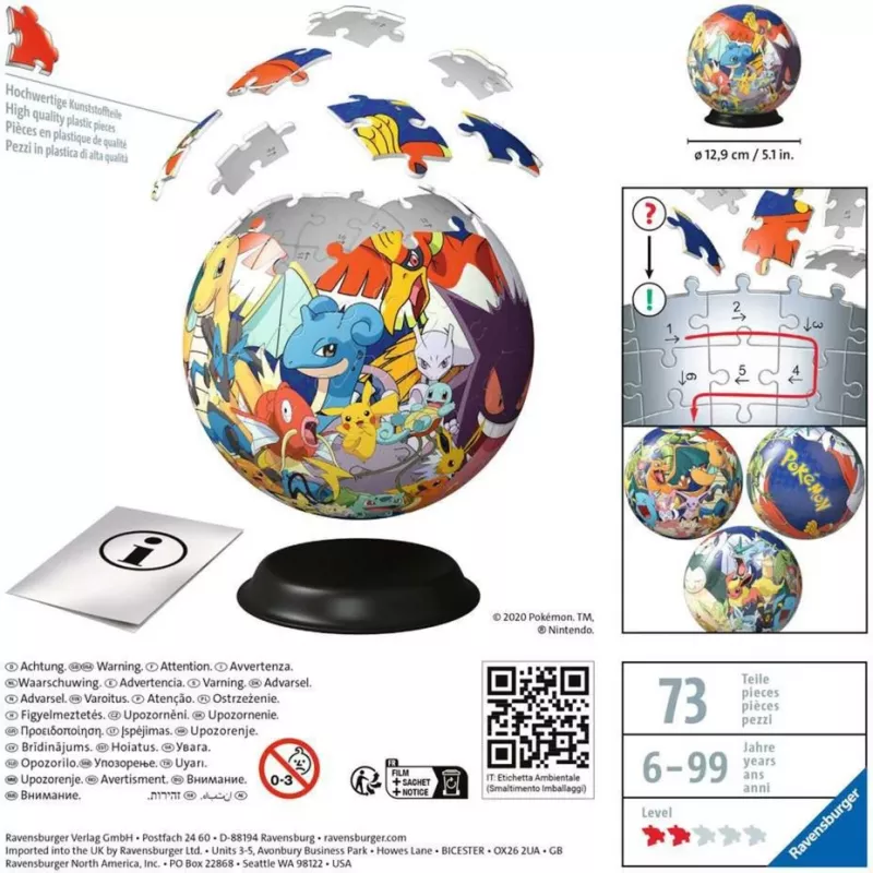 Ravensburger Pokemon 3D puzzle 72 gab. Multenes