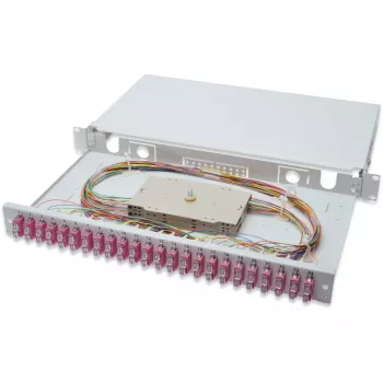 Kabeļu pārvaldības panelis Digitus DN-96322-4 SC OM4 optiskās šķiedras savienojuma kārba, pelēka