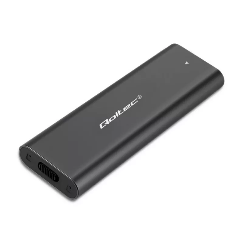 SSD korpuss QOLTEC 50312 melns vienam M.2 SATA diskam, USB Type-C (USB 2.0 / 3.2 Gen 1)