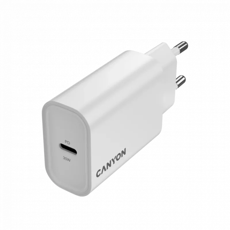 CANYON lādētājs OnCharge 30CL Max Power 30W 1xPD EU Balts
