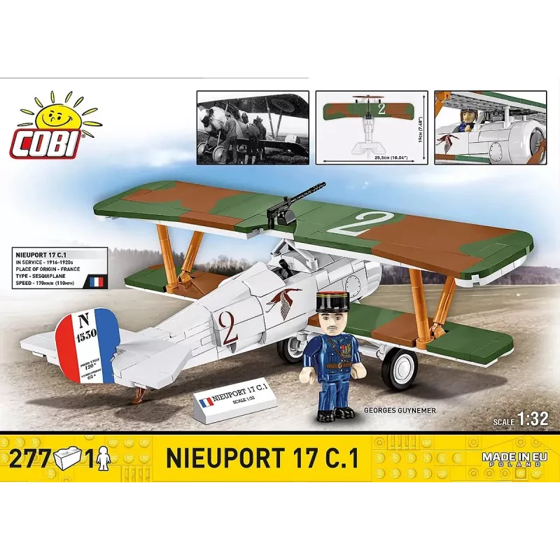Konstruktors Cobi Blocks Nieuport 17 C.1 277 gab. — Modeļa lidmašīnas komplekts, kolekcionējams klucīšu komplekts