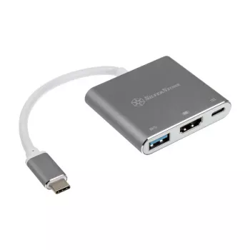 SilverStone SST-EP08C - USB 3.1 Type-C Adapteris uz HDMI/USB Type C/USB Type A - Sudraba