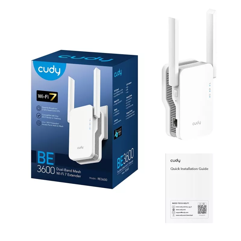 Cudy RE3600 mesh Wi-Fi sistēma Divjoslu Wi-Fi 7 Balta