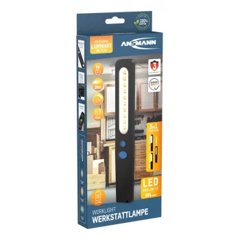 Apskates lampa ANSMANN WL390R LED, vēsi/silti balts, 385 lm, LiPo 1200 mAh, IP20, melna