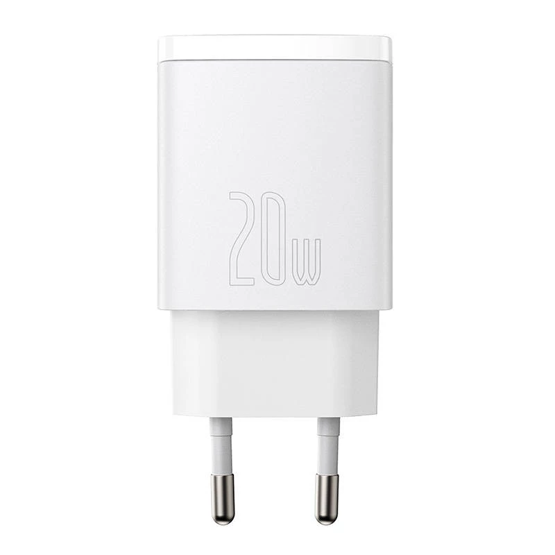Sienas lādētājs Baseus Compact 1x USB-A + 1x USB-C 3A, kompakts ceļojuma adapteris