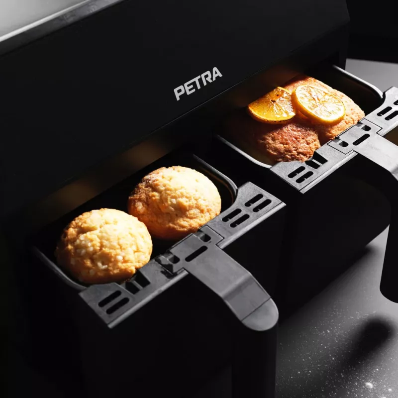 Gaisa fritieris Petra PT4750BLKVDEEU7, divu nodalījumu, 3,7 l tilpums, melns