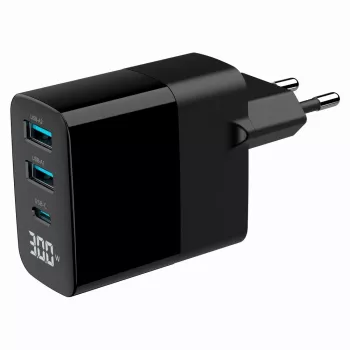 Gembird TA-UC-PDQC30LCD-BK-02 mobilās ierīces lādētājs Universāls Melns AC Ātrā uzlāde Iekštelpām