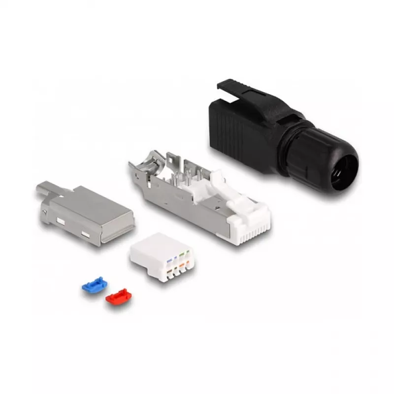 DeLOCK RJ45 spraudnis uzstādīšanai uz vietas Cat.6A melns taisns savienotājs