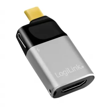 LogiLink USB 3.2 Gen2 Type-C adapteris C/M uz HDMI-A USB-C 4K PD alumīnija melni pelēks