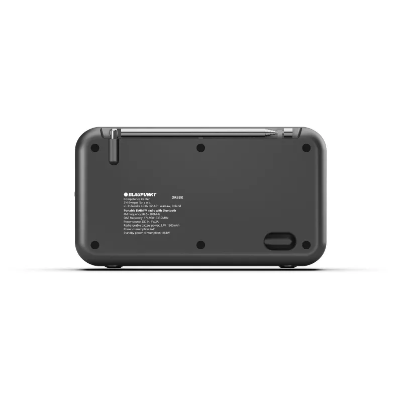 Pulksteņa radio BLAUPUNKT DR8BK — digitālais modinātājpulkstenis ar FM/DAB+, Bluetooth 5.3, 2W, 1800 mAh, USB uzlāde, melns