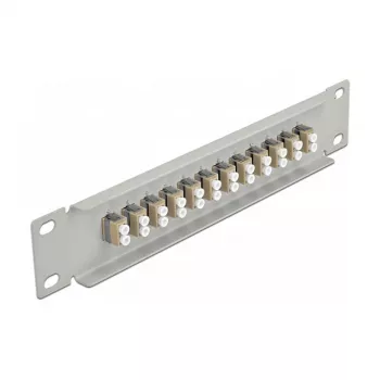 Optisko šķiedru komutācijas panelis DeLOCK 10 collu 12 Port LC Duplex bēšs 1U pelēks