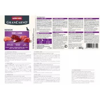 mitrā suņu barība animonda GranCarno Senior Beef + Lamb can 800 g, protein 10.5%, fat 8.5%