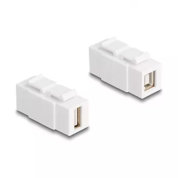 Keystone modulis DELOCK USB 2.0 Type-A ligzda uz Type-B ligzdu, plakans, balts, 16.8×40×22.1 mm