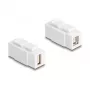 Keystone modulis DELOCK USB 2.0 Type-A ligzda uz Type-B ligzdu, plakans, balts, 16.8×40×22.1 mm