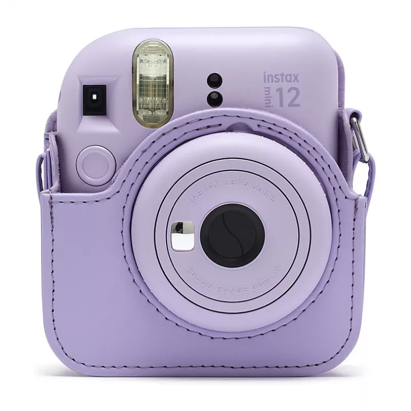 Kompakts futrālis Fujifilm 4177085 purpursarkanā krāsā priekš Instax Mini 12 ar plecu siksnu