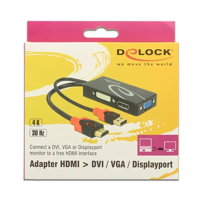 Video kabeļa adapteris DeLOCK 62959 HDMI USB DVI-I VGA 0,135m