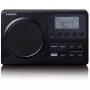 Pārnēsājams radio Lenco MPR-035BK — FM/AM, tīkla un bateriju barošana, 2,5 collu LCD, 20 FM iepriekšiestatījumi, 3,5 mm izeja