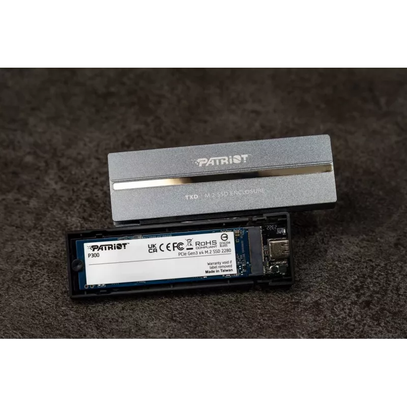 Ārējais NVMe M.2 PCIe SSD korpuss PATRIOT PV810UPNGM — USB-C 3.2 Gen 2, atbalsta 2230/2242/2260/2280, līdz 8 TB, alumīnija, pelēks