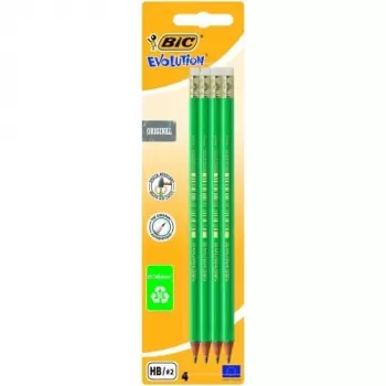 BIC zīmuļi EVOLUTION Oriģināls ar dzēšgumiju, HB, Komplektā 4 gab. 049012