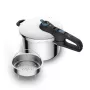 Spiediena katls Tefal SECURE TRENDY 6L ar nerūsējošā tērauda tvaicēšanas grozu, piemērots indukcijas plītīm