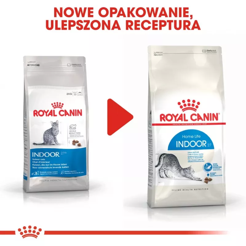 Sausā kaķu barība Royal Canin Home Life Indoor 27 Adult 2 kg — mājputnu garša, 27% olbaltumvielu, 13% tauku