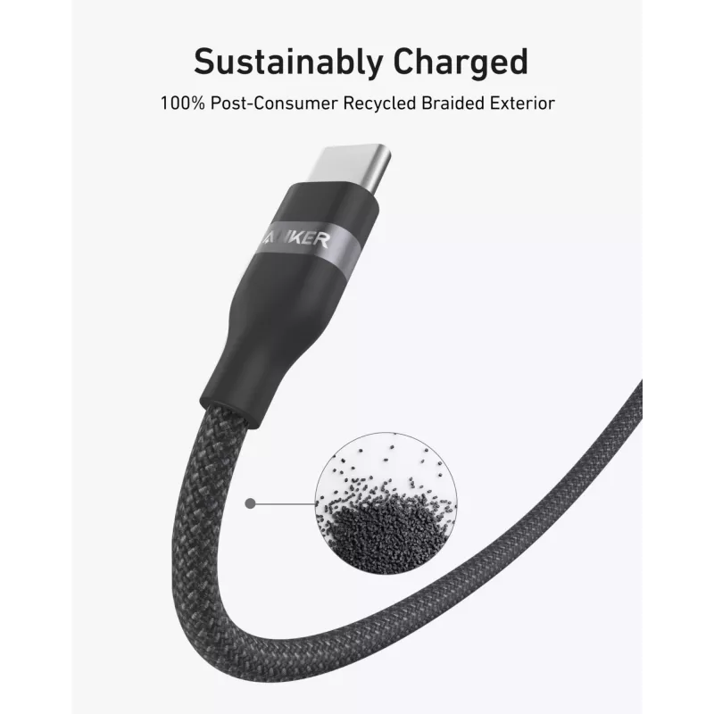 USB-C uz USB-C kabelis Anker A82E2 — 0,9 m, USB C uz USB C, melns