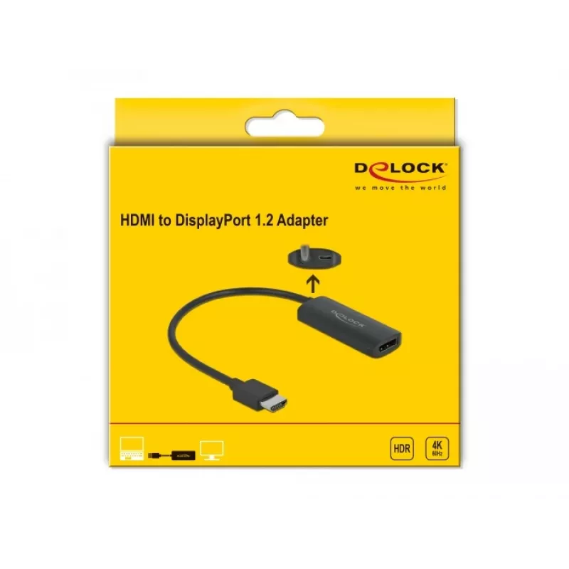 Adapteris HDMI-A vīr. uz DisplayPort siev. 4K 60 Hz DeLOCK 63206