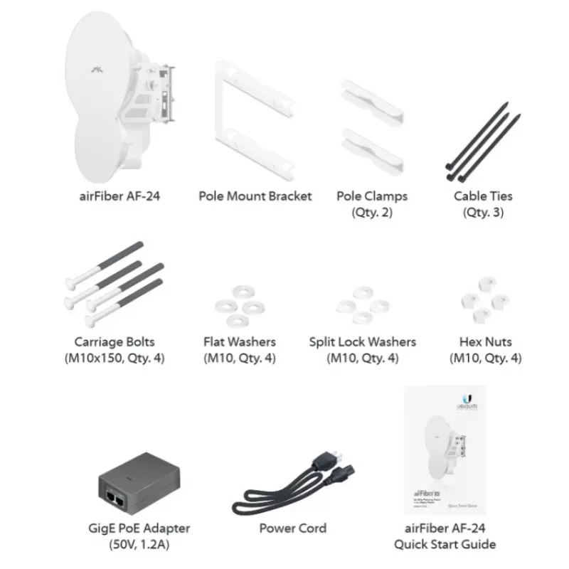Ubiquiti AirFiber AF-24, 1,4 Gbps+ mugurkaula savienojums, 24 GHz (cena par gab.)
