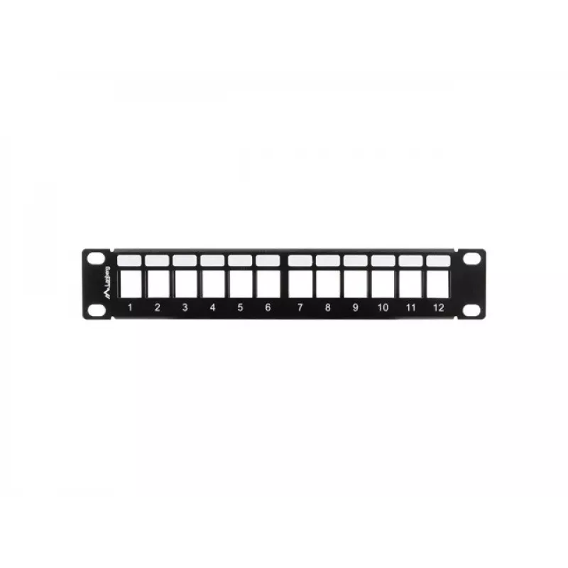 Rack aizklāšanas panelis LANBERG PPKS-9112-B, 12 portu, 1U, metāla, pelēks, 254×44,5×99,3 mm
