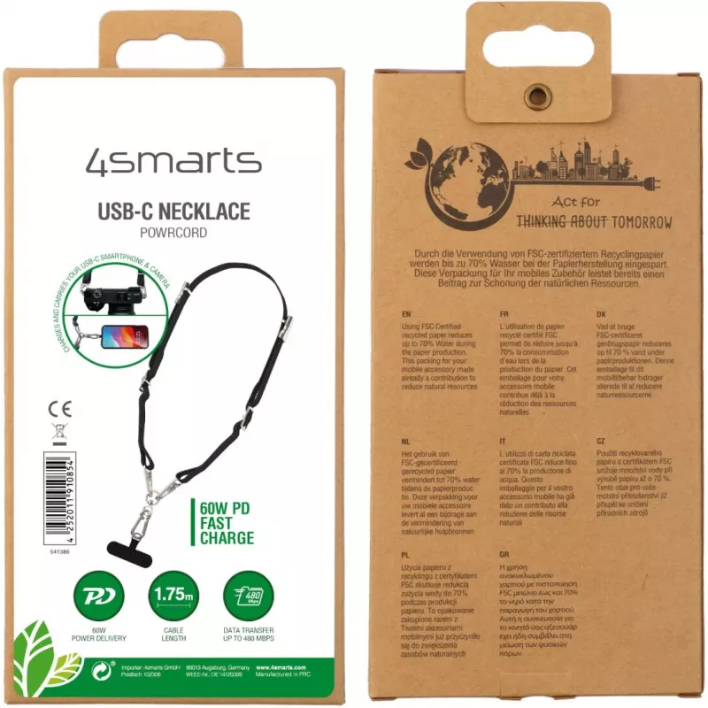 4smarts USB-C Handykette PowrCord melns (541386)