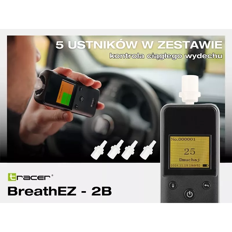 Tracer BreathEZ-2B pusvadītāju alkometrs, melns