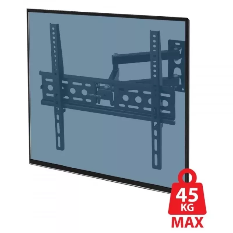 Wall TV mount ESPERANZA ERW016 for 70 inch TVs, Melns, 45 kg capacity, VESA 75x75–400x400, tilt 15°