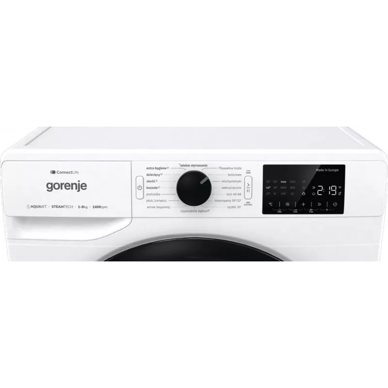 Brīvi stāvoša veļas mazgājamā mašīna Gorenje WPNEI84SASWIFI/PL 8 kg 1400 apgr./min WiFi balta, invertora motors