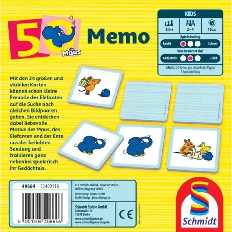 Die pele: Elefanten-Memo, 50. Geburtstag, Memory Game