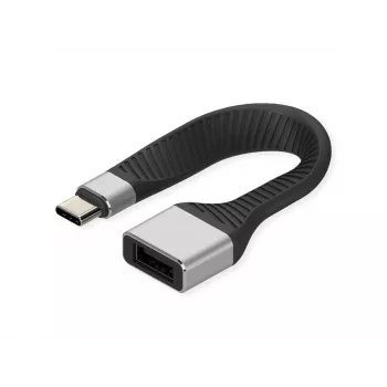 ROLINE USB 3.2 Gen 2 Silikonkabel, C-A, ST/BU, 10Gbit/s, Emark, schwarz, 11 cm (11.02.9016)