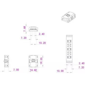 LED lentes savienotājs 4‑kontaktu EUROLITE 50530069 10 mm RGB LED lentēm